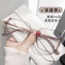 普莱斯 近视眼镜女防蓝光眼镜框男防辐射透明眼睛架配平光镜片8070A 透茶（三仓发货 配0度防蓝光镜片）