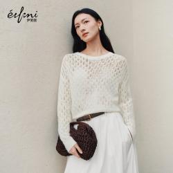 伊芙丽 朱珠代言套头毛衫宽松文艺莱赛尔针织衫女夏装