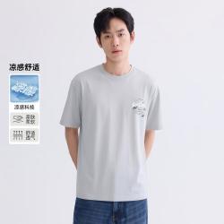 GXG 银河星球图案圆领休闲男式短袖T恤