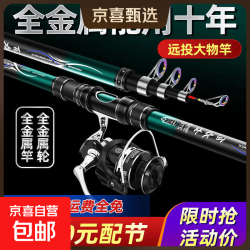 海杆抛竿套装鲢鳙海钓专用鱼竿甩杆超硬远投竿全套全金属巨物海竿 3.6m 14轴全金属5000渔轮