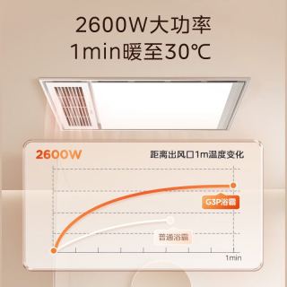 美的 浴霸灯暖风暖气照明排气扇一体集成吊顶卫生间取暖器暖风机G3P