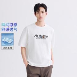 GXG 时尚卡通图案凉感透气男式圆领短袖T恤