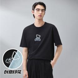 GXG 时尚卡通图案男女同款轻薄透气短袖t恤