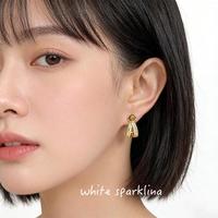 半日逅屿 原创法式文艺复古中古风石虎眼石小众设计几何锆石耳环耳饰女 7466原创版权虎眼石耳环