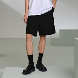 GXG 男黑色口袋撞色字母短裤直筒运动裤