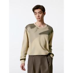 GXG 男卡其色满身渐变时尚通勤圆领卫衣