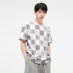 GXG 男多色涂鸦印花棋盘格T恤