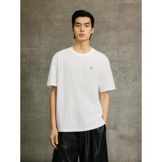 限尺码：GXG 老钱风整身提花简约质感圆领短袖T恤男