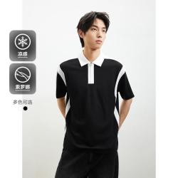 GXG 男装简约休闲拼接撞色宽松潮搭POLO衫男