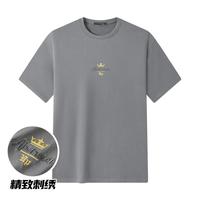 GXG 时尚字母刺绣轻薄透气圆领纯棉男式短袖t恤