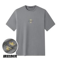 GXG 时尚字母刺绣轻薄透气圆领纯棉男式短袖t恤