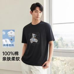 GXG 时尚简约印花休闲舒适透气男式短袖T恤