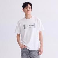 GXG 时尚线条几何字母男款透气圆领短袖t恤