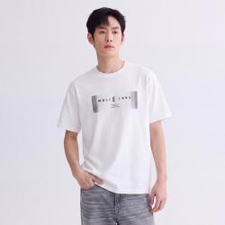 GXG 时尚线条几何字母男款透气圆领短袖t恤