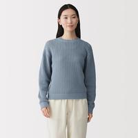 無印良品 MUJI 无印良品 女式 可水洗 网眼 圆领毛衣女款针织衫女装上衣