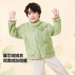 迷你巴拉 男女童保暖护肚毛绒外套