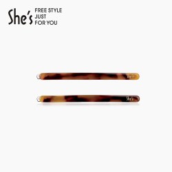 She's 简约塑胶板材一字边夹 咖色F0 SHB8909024