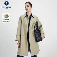 navigare 小帆船秋冬复古阔版长款风衣女翻领经典外套2331575501