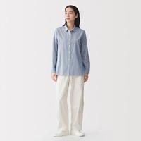 無印良品 MUJI 无印良品 女式 水洗 平纹 衬衫领长袖衬衫衬衣女款春夏季女装