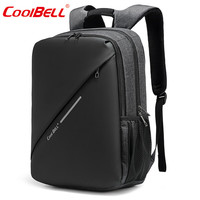 coolbell COOL BELL男士商务背包出差旅行休闲包USB电脑包多功能防水双肩包 黑色7007 15寸