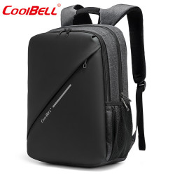 coolbell COOL BELL男士商务背包出差旅行休闲包USB电脑包多功能防水双肩包 黑色7007 15寸
