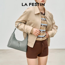 La Festin 麂皮绒三角包包女2026新款斜挎腋下包手提饭盒包七夕情人节礼