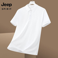 JEEP SPIRIT 吉普 户外运动休闲男士T恤薄款透气舒适POLO杉 白色 XL （150斤-160斤）