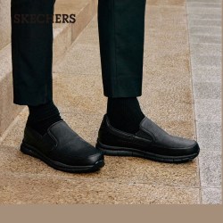 斯凯奇 WORK系列 男士休闲皮鞋 77157 黑色 42