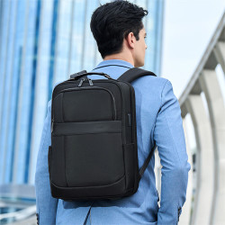 coolbell COOL BELL男士出差旅行180度箱式开合多功能双肩包防泼水大容量15寸电脑包 黑色8321