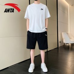 安踏 休闲运动套装男夏季短袖短裤t恤五分裤青少年潮流运动服男装