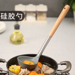 炊大皇 不粘锅硅胶铲 炒菜勺铲子耐高温家用厨具专用护锅木柄锅铲