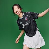 安踏 球迷风T恤速干T女夏季潮流美式球衣短袖透气休闲运动上衣女