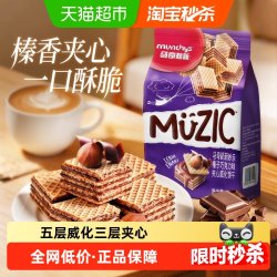 马奇新新 马来西亚威化饼干苏打休闲食品小零食追剧小吃下午茶多口味 榛子味威化90g