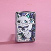 ZIPPO 打火机蓝色彩贝镶嵌萌趣正版防风进口男士七夕礼物