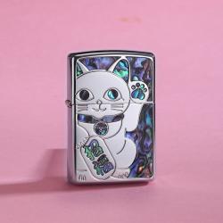 ZIPPO 打火机蓝色彩贝镶嵌萌趣正版防风进口男士七夕礼物