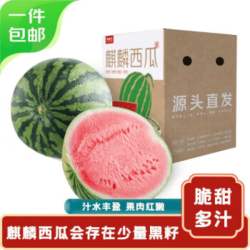 京鲜生 有籽麒麟西瓜 净重7-9斤 1粒装 生鲜水果源头直发包邮