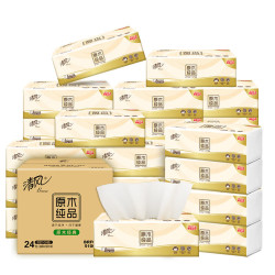 清风 4层80抽24包原木纯品卫生纸抽取式面巾纸餐巾纸整箱 4层 80抽*24包