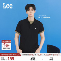 Lee 翻领小Logo徽标 男士短袖polo衫 黑色