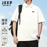JEEP SPIRIT 短袖POLO衫男宽松运动短袖男夏季透气速干休闲T恤男 白色M