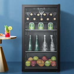 美的 95升冰吧家用小型冷藏柜客厅冰箱饮料柜酒柜茶叶保鲜柜小冰柜