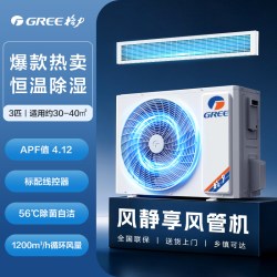 格力 中央空调家用客厅风管机一级一拖一冷暖变频风静享