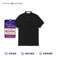 TOMMY HILFIGER 男款美式高尔夫休闲Logo印花直筒短袖polo衫 黑色M七夕节