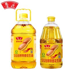 鲁花 食用油 5S压榨特香花生油5L+1.8L 花生油组合 6.8L