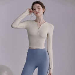 EPIH 带胸垫瑜伽服上衣女秋冬高级感衣运动普拉提套装2023长袖