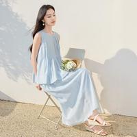 限尺码：香影 夏装轻熟风套装裙女无袖半身裙莱赛尔天丝两件套