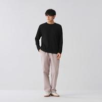 無印良品 MUJI 棉混纺长袖T恤 男士
