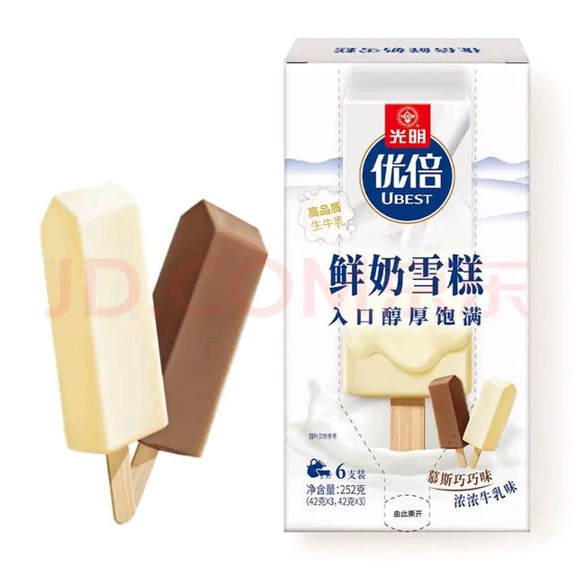 光明 牌优倍鲜奶雪糕 42g*6支 慕斯巧巧味 浓浓牛乳味