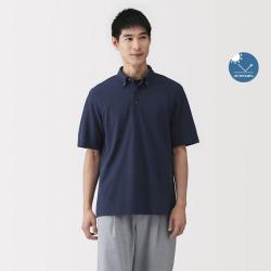 無印良品 MUJI 无印良品 男式防紫外线凉感珠地网眼纽扣领短袖POLO衫夏季