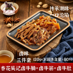 杏花吴记 潮汕卤味组合牛腩牛筋牛肚各120g加热即食夜宵火锅菜品