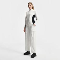 FILA 女装女式户外运动T恤女士简约舒适立领半拉链修身针织长袖上衣
